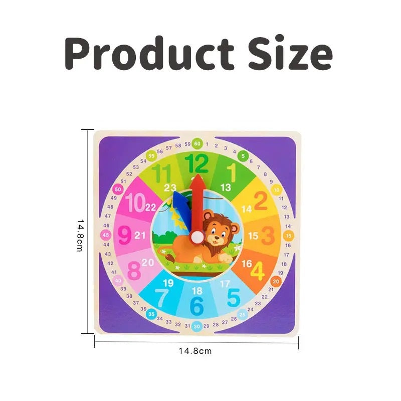 Wooden Multicolor Cartoon Figure Digital Clock