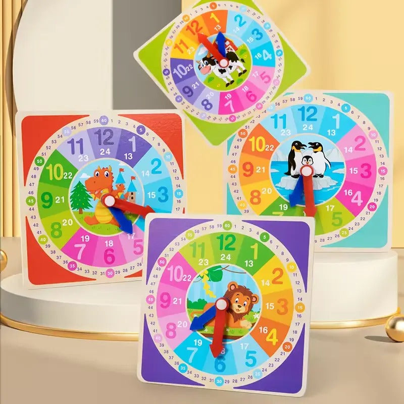 Wooden Multicolor Cartoon Figure Digital Clock