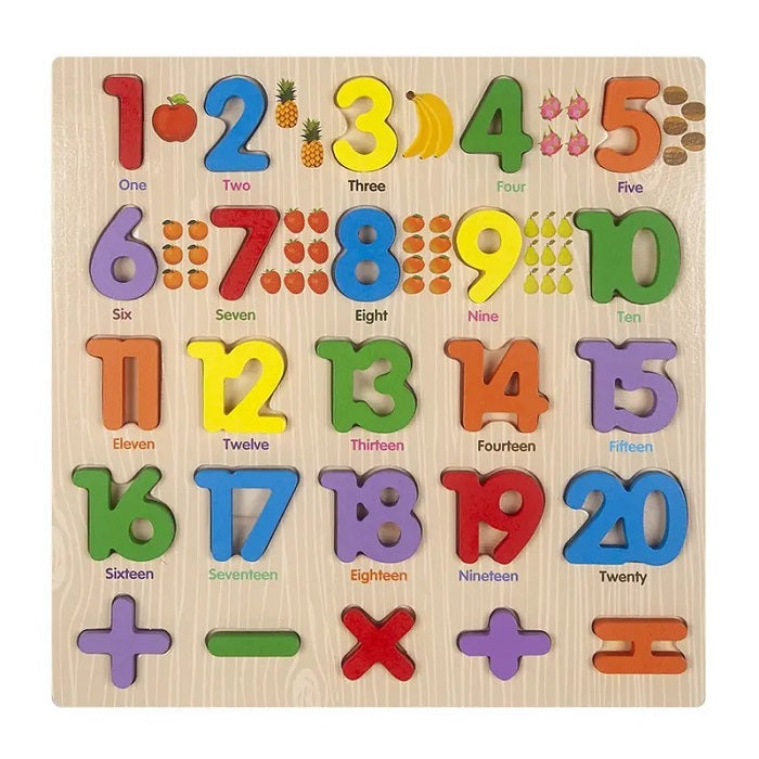 Wooden 3D Multicolour 1-20 Numbers With Signs Jumbo Sorting Board