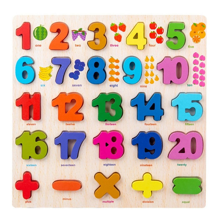 Wooden 3D Multicolour 1-20 Numbers With Signs Jumbo Sorting Board