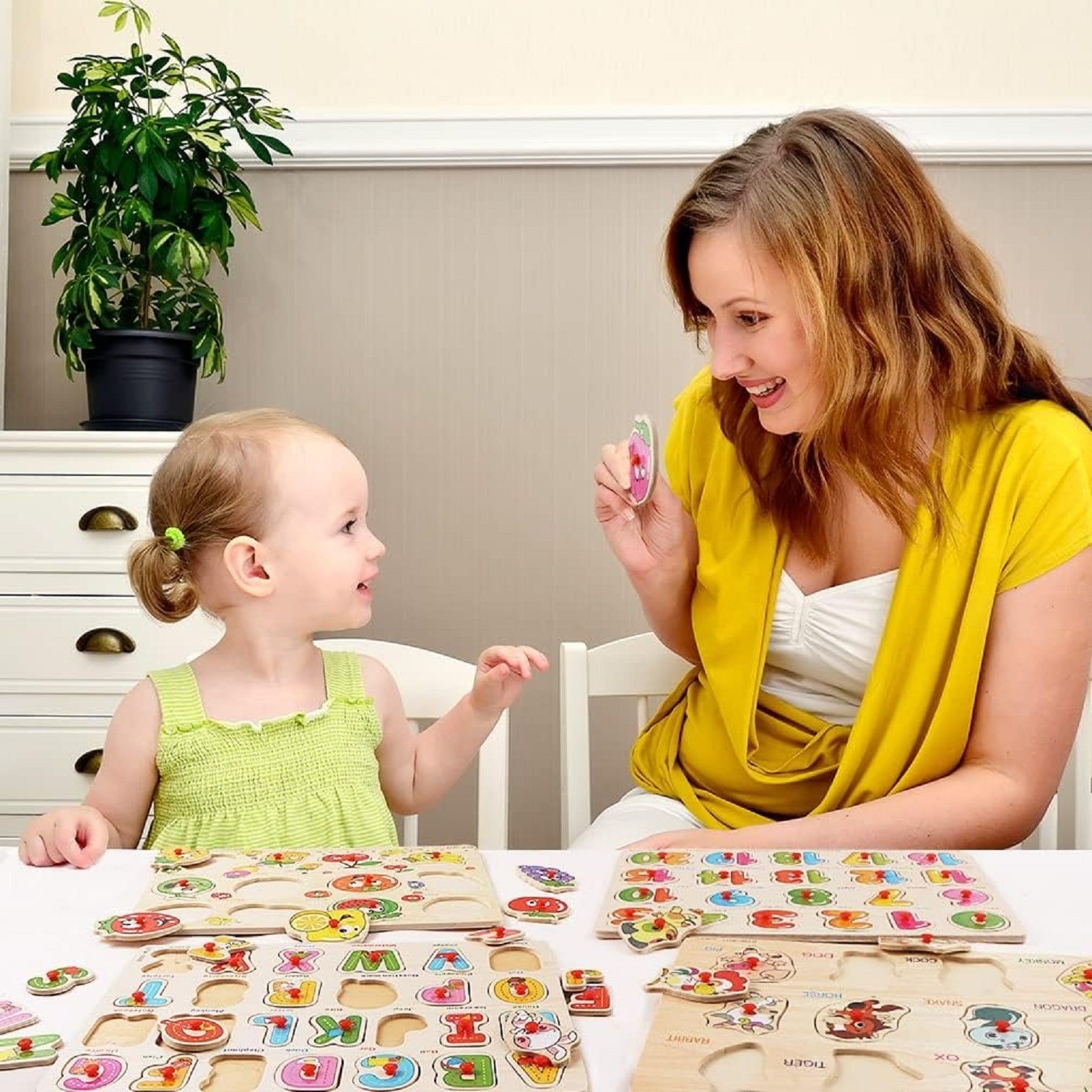 Wooden Peg Puzzle Pin Sorting Boards