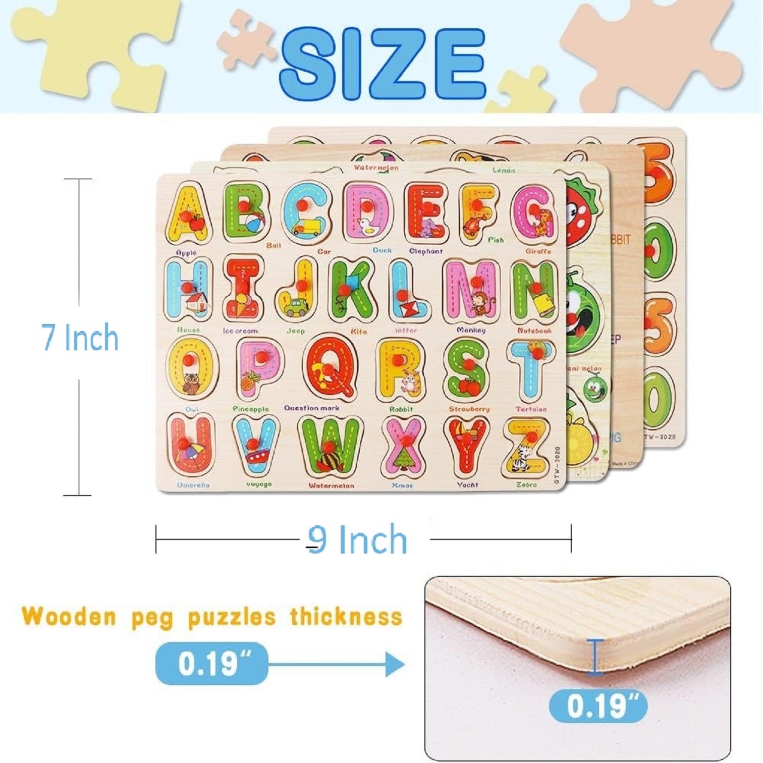 Wooden Peg Puzzle Pin Sorting Boards