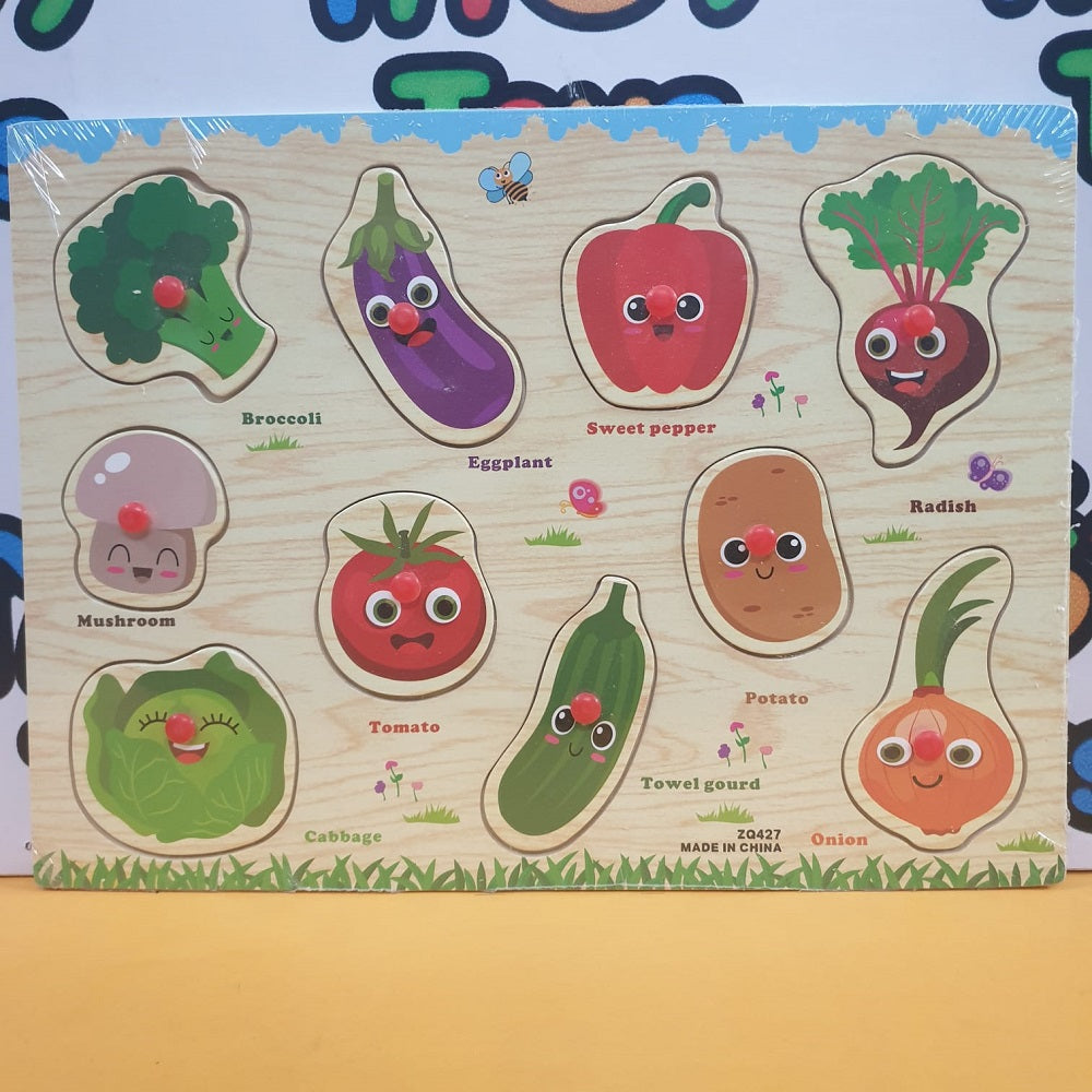 Wooden Vegetables Peg Puzzle Pin Board