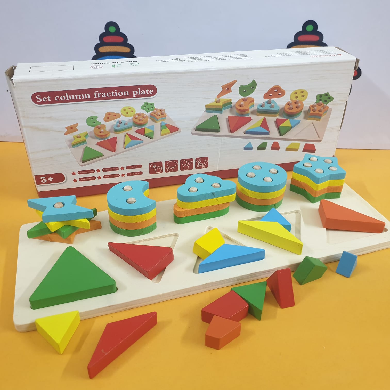 Wooden Montessori 5 Multicolor Shape Matching & Stacking Set