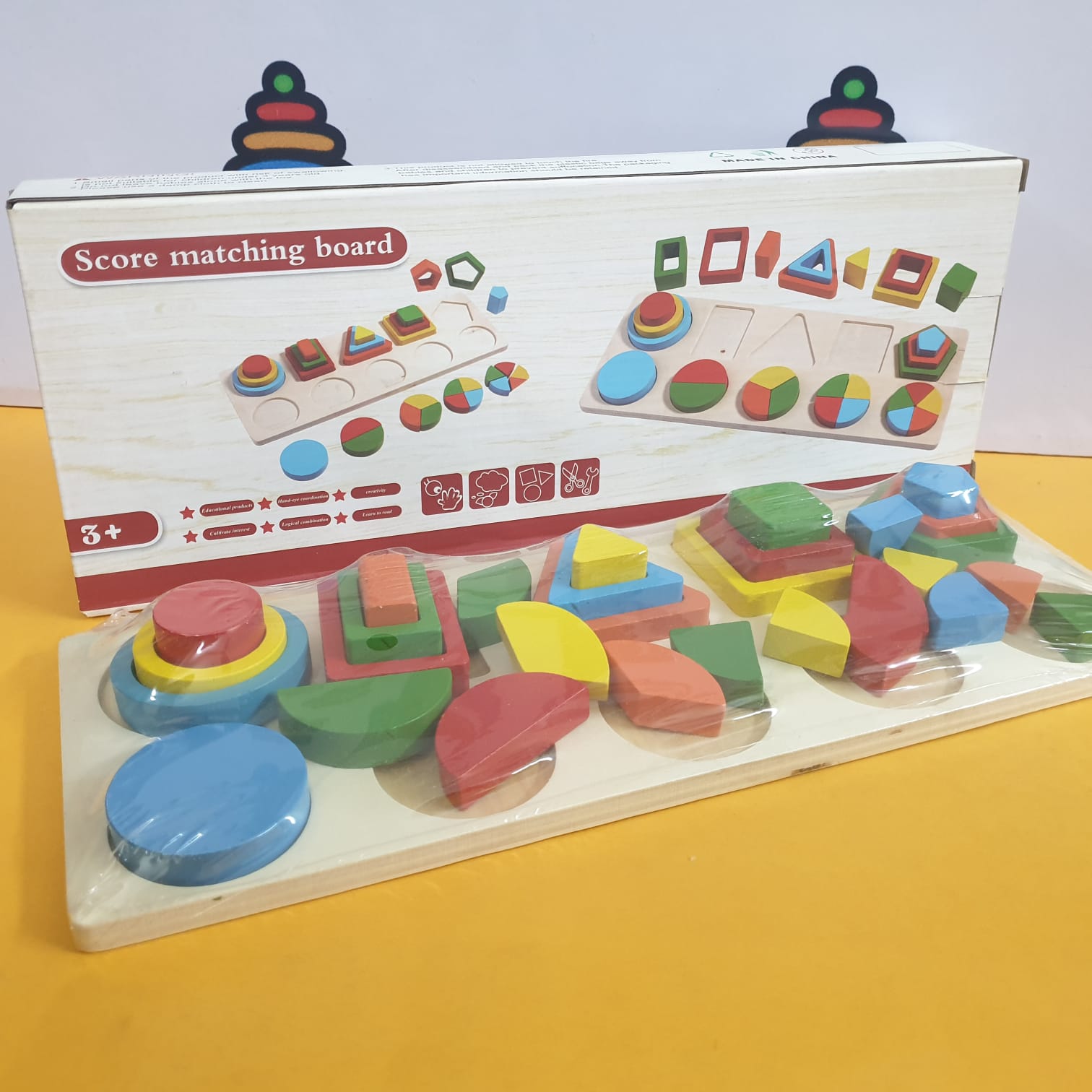 Wooden Montessori 5 Multicolor Shape Matching & Stacking Set