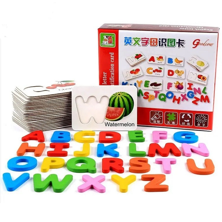 Wooden English Letters Indentification Cards Fruits & Vegetables