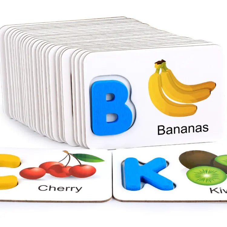 Wooden English Letters Indentification Cards Fruits & Vegetables