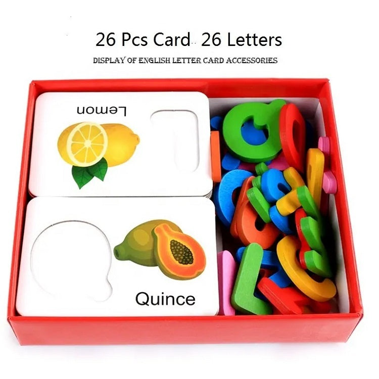 Wooden English Letters Indentification Cards Fruits & Vegetables