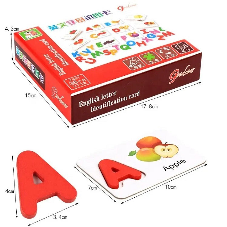 Wooden English Letters Indentification Cards Fruits & Vegetables