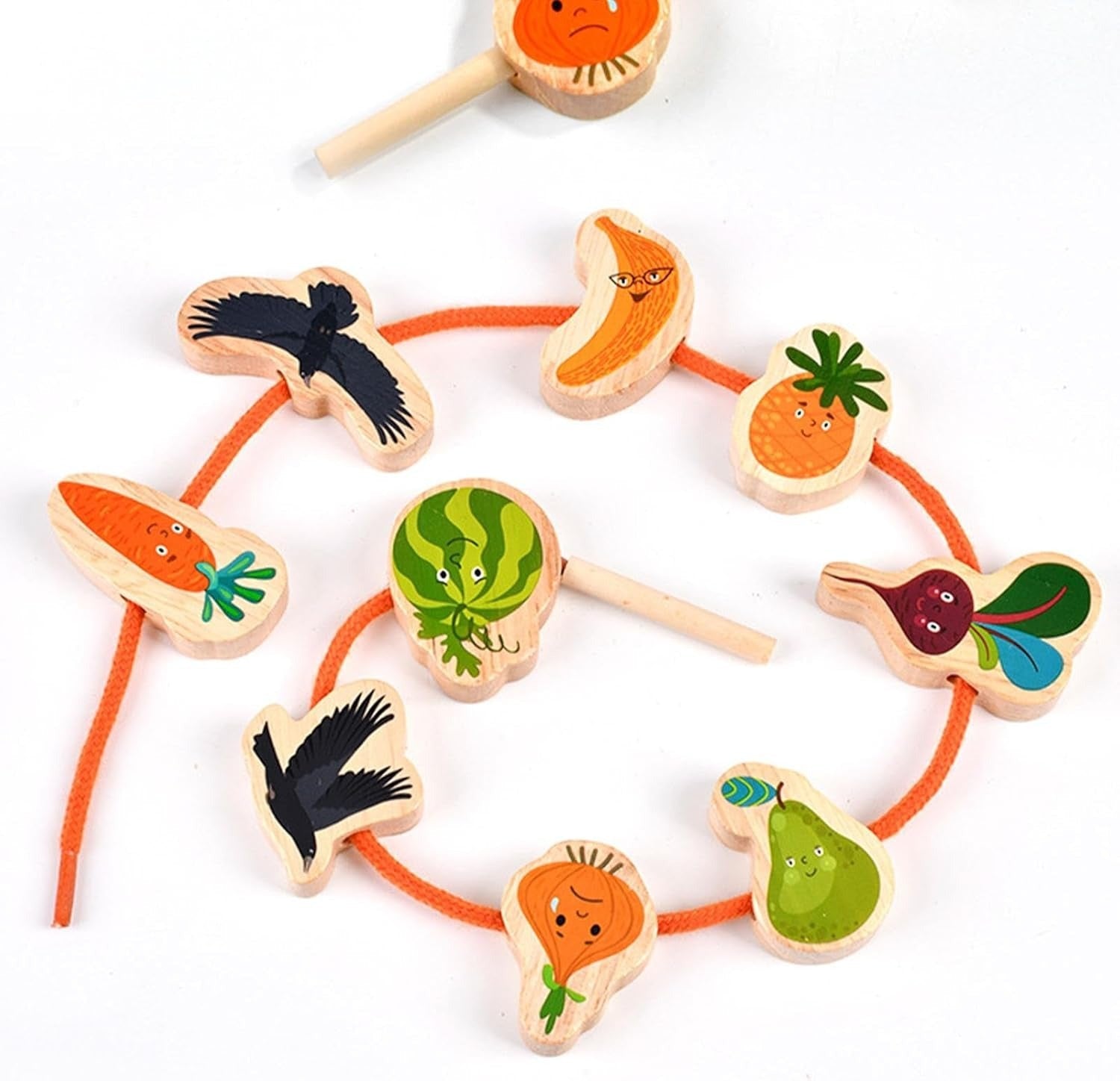 Wooden Montessori Balancing Game With Lacing Activity