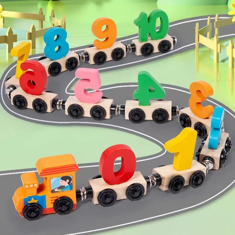 Wooden Magnetic Digital Numbers Sorting Train