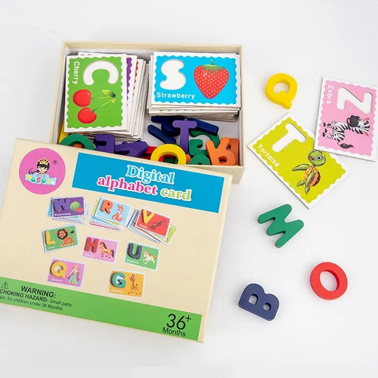 Wooden Digital Alphabets Matching Cards Set