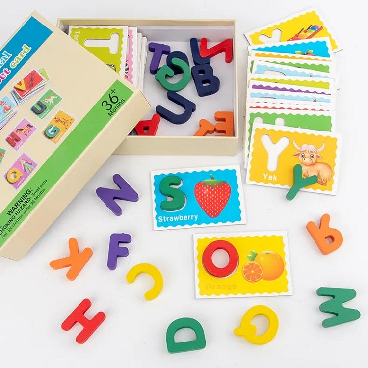 Wooden Digital Alphabets Matching Cards Set