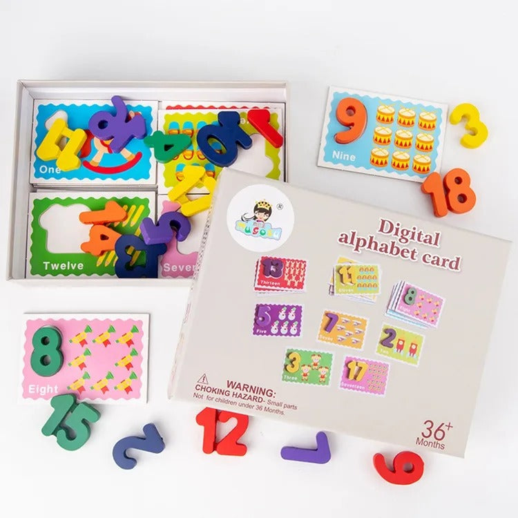 Wooden Digital Alphabets Matching Cards