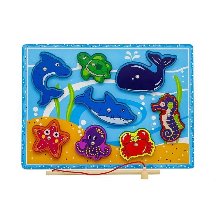 Wooden Magnetic Sea Animals Fishing & Sorting Board