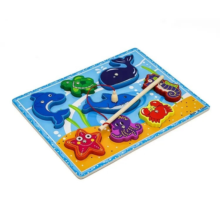 Wooden Magnetic Sea Animals Fishing & Sorting Board