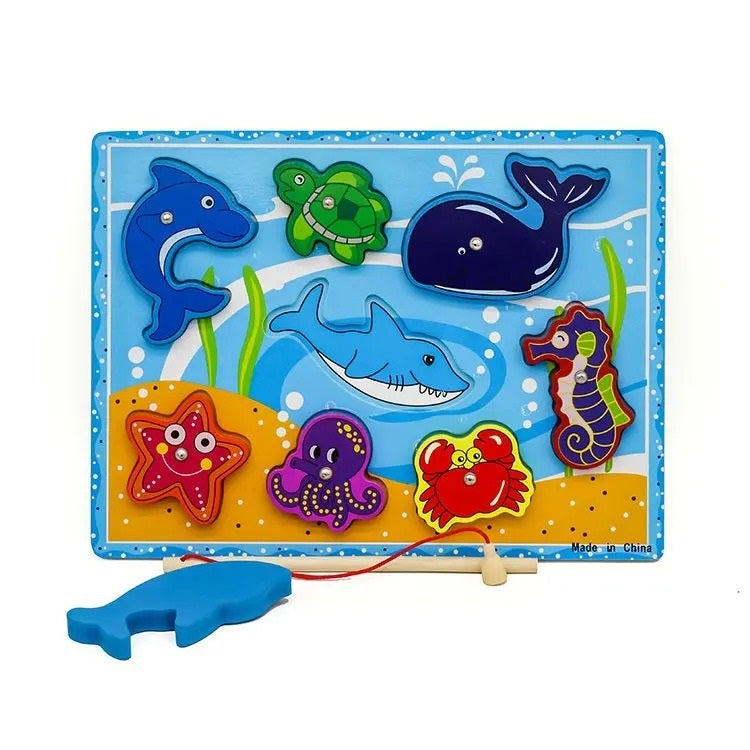 Wooden Magnetic Sea Animals Fishing & Sorting Board