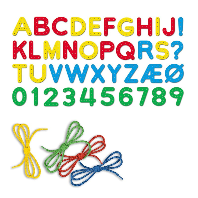 ooden Repe Latters Alphabets and Numbers Lacing Set