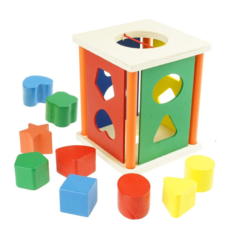 Wooden Intelligence 9 Hole Shape Cage Activity Box