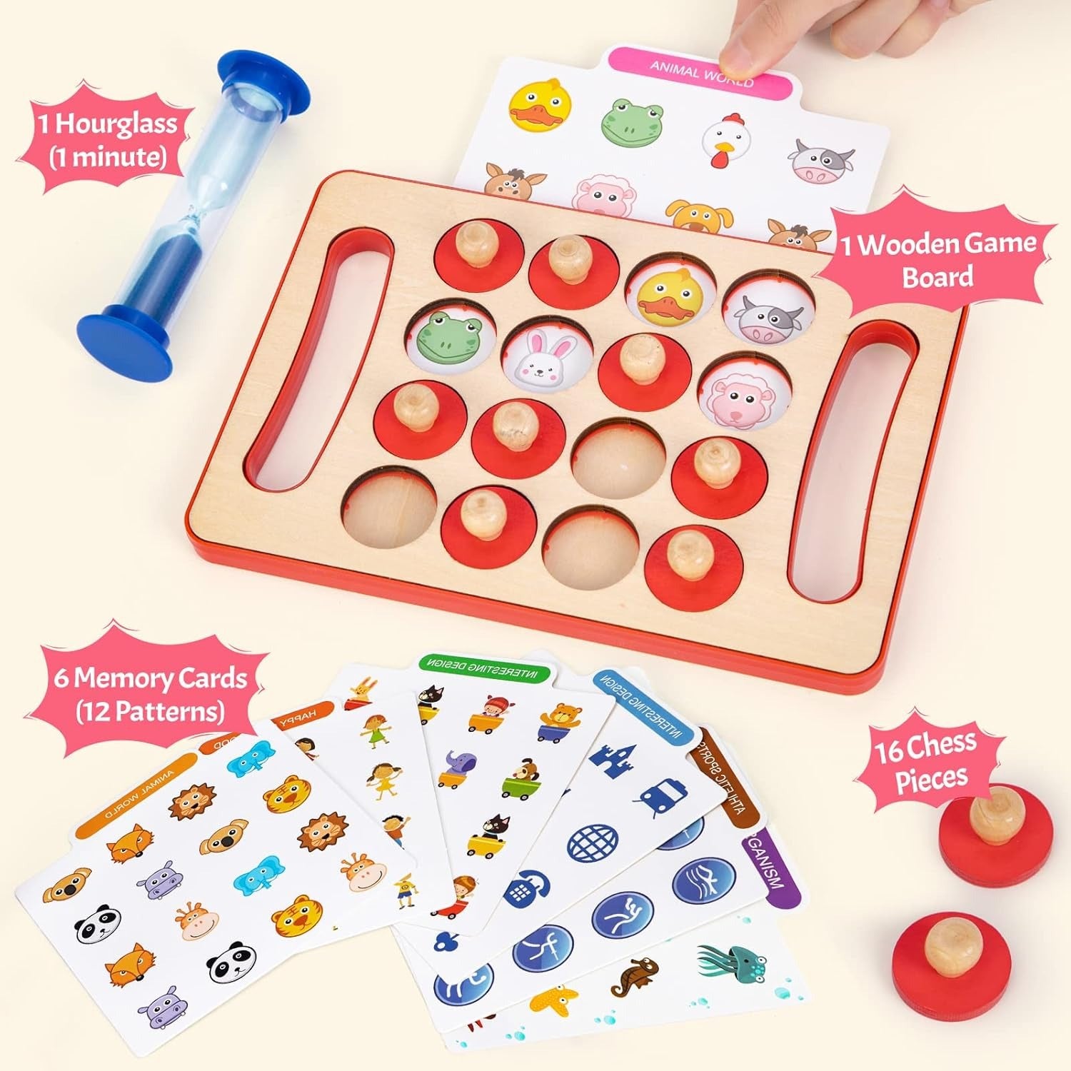 Wooden Momory Chess Matching & Pairing Objects