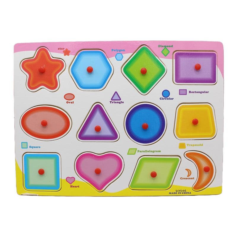 Wooden 12 Shapes Peg Puzzle Pin Board