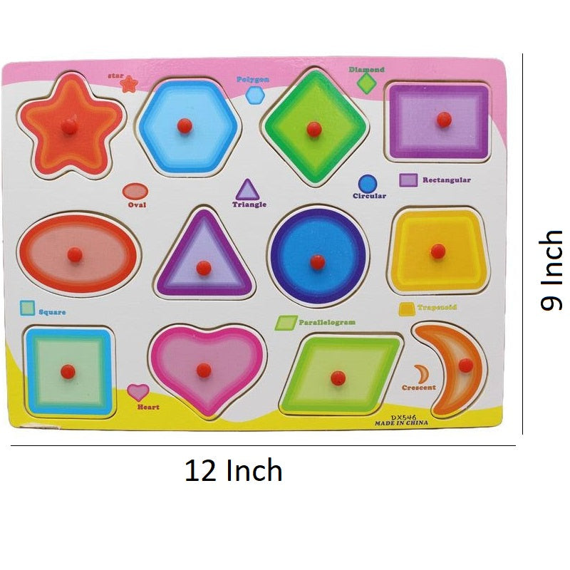 Wooden 12 Shapes Peg Puzzle Pin Board