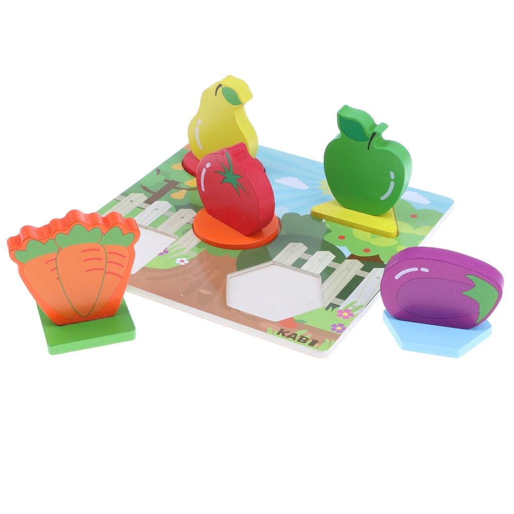 Wooden 3D Fruits With Shapes Puzzle Sorting Board