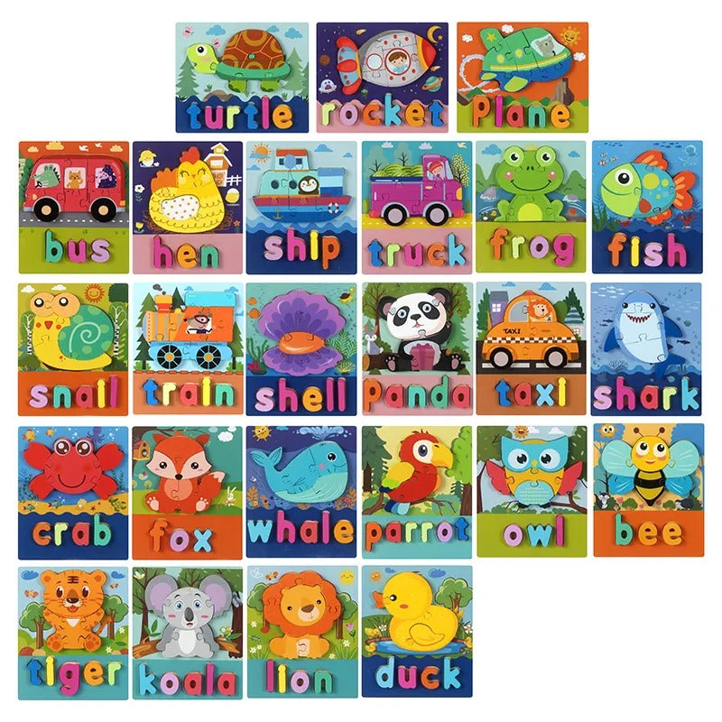 Wooden Cartoon Jigsaw Puzzle Educational Boards