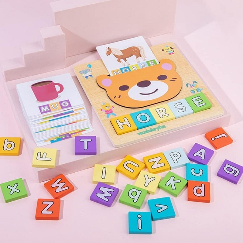 Wooden 2 in 1 Letter Matching Puzzle With Flash Cards