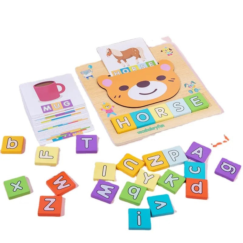 Wooden 2 in 1 Letter Matching Puzzle With Flash Cards