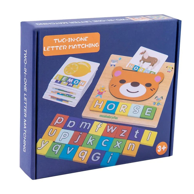 Wooden 2 in 1 Letter Matching Puzzle With Flash Cards