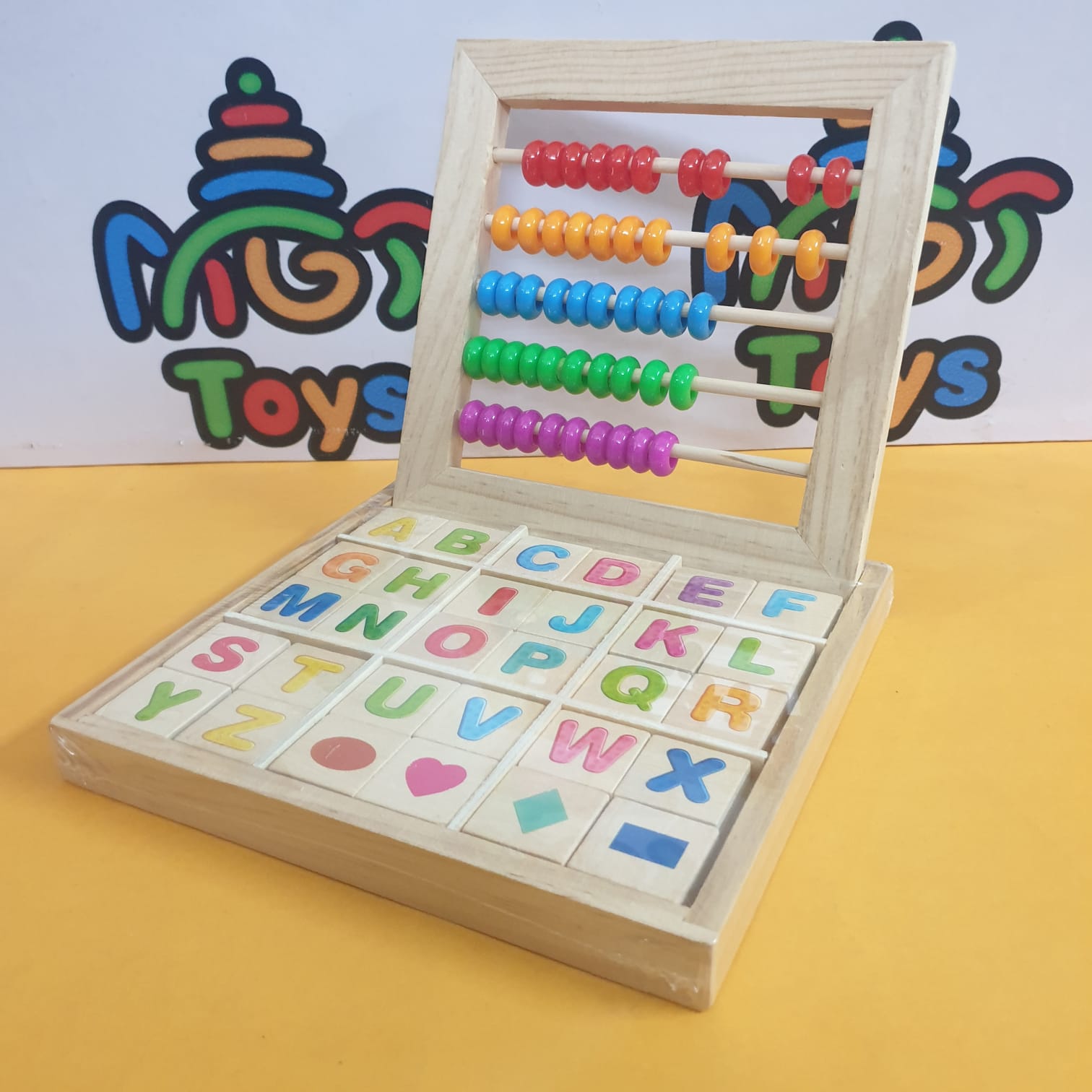 Wooden Abacus Counting Rack With Capital Alphabets Blocks – MGT Toys