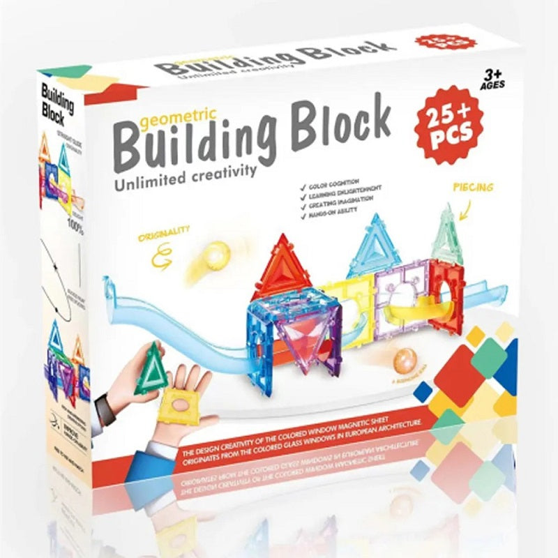 Multicolour Tile 3D Construction Building Blocks With Ball Track