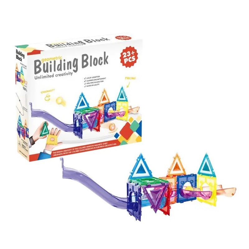 Multicolour Tile 3D Construction Building Blocks With Ball Track