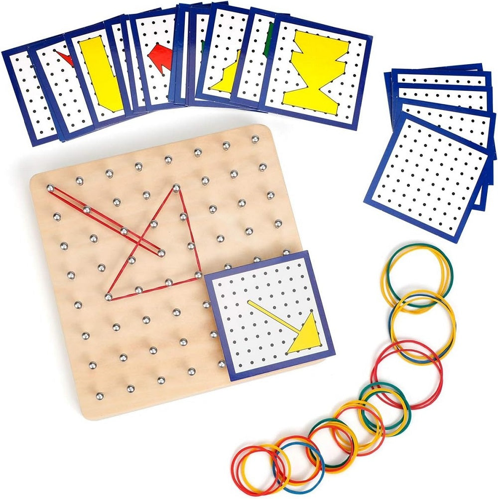 Wooden Geometric Nail Square Board Puzzle