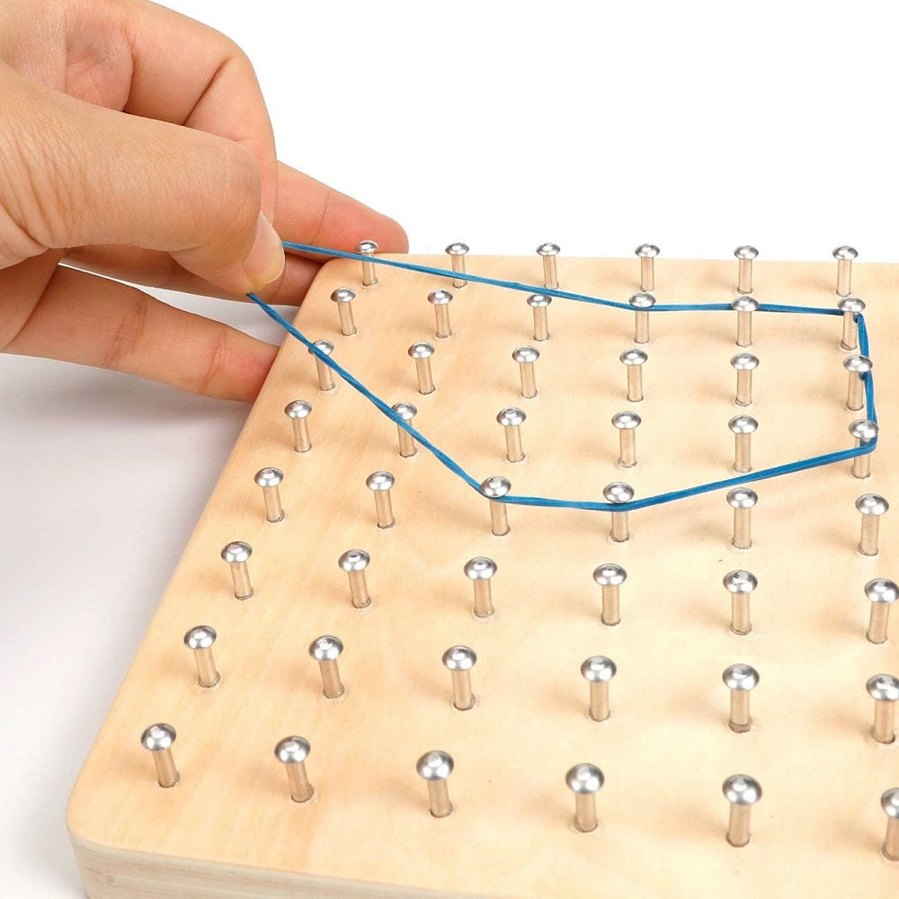 Wooden Geometric Nail Square Board Puzzle