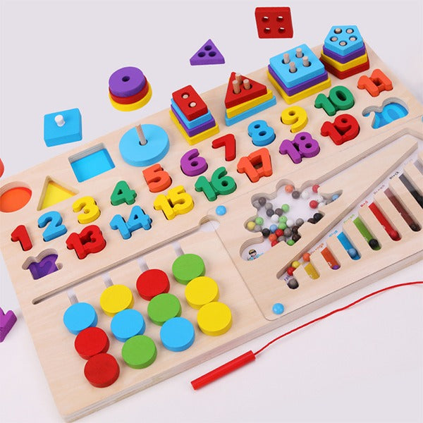 Wooden 6 in 1 logarithmic Activity Jumbo Busy Board