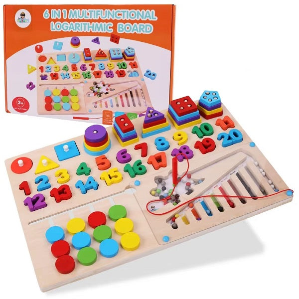 Wooden 6 in 1 logarithmic Activity Jumbo Busy Board