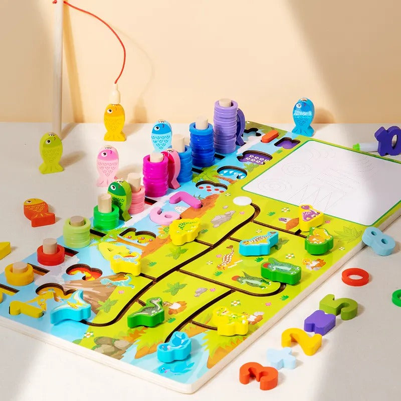 Wooden 4 in 1 logarithmic Activity Busy Board