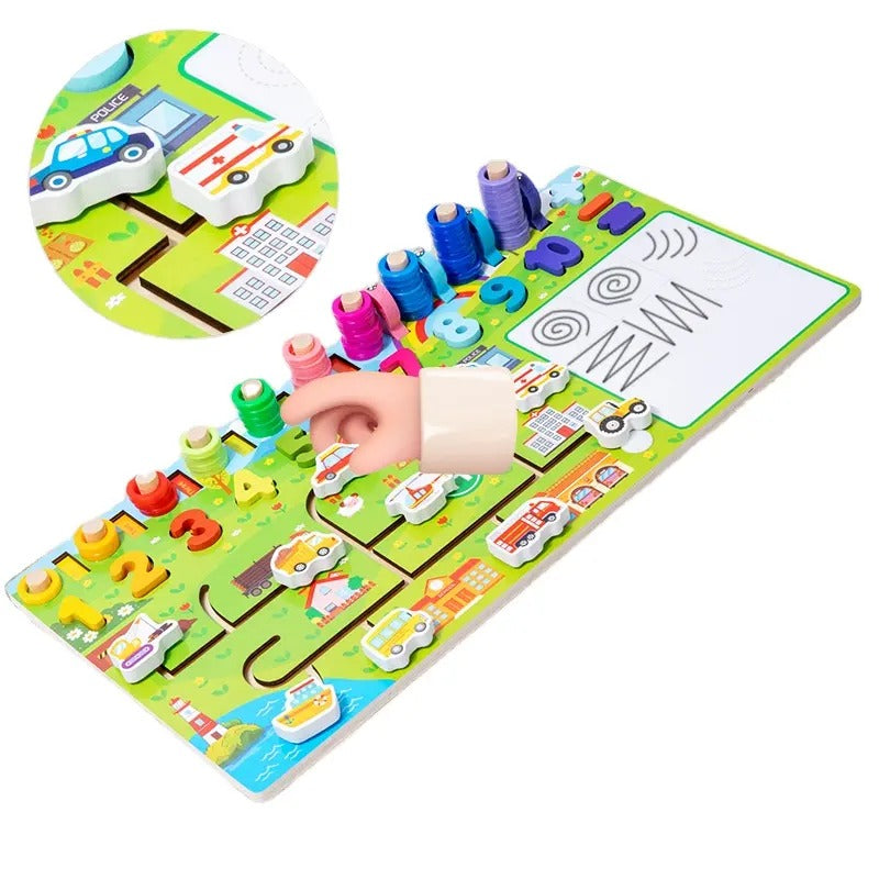 Wooden 4 in 1 logarithmic Activity Busy Board