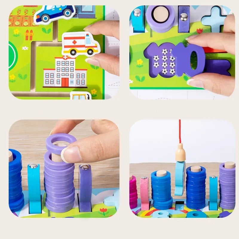 Wooden 4 in 1 logarithmic Activity Busy Board