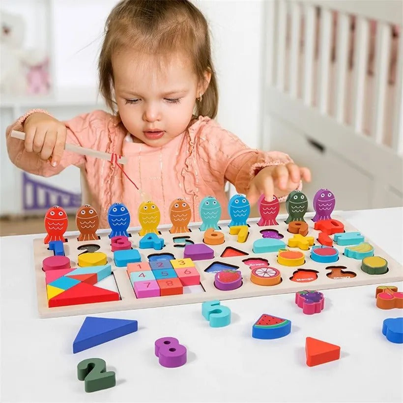 Wooden Multifunctional logarithmic Board With Tangram Puzzle
