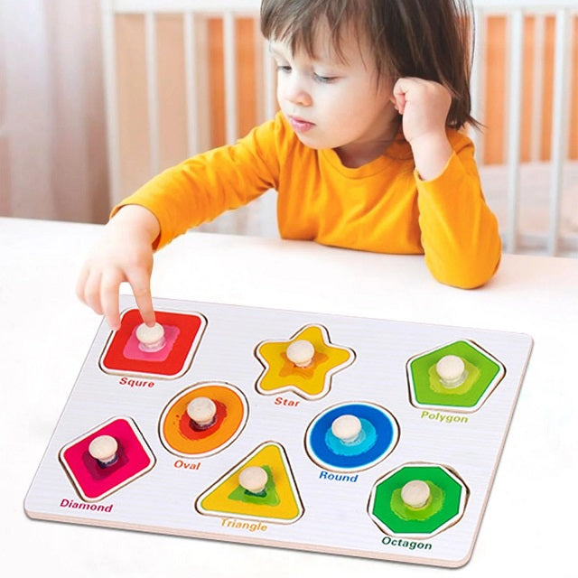 Wooden Sorting Peg Puzzle Knob Boards