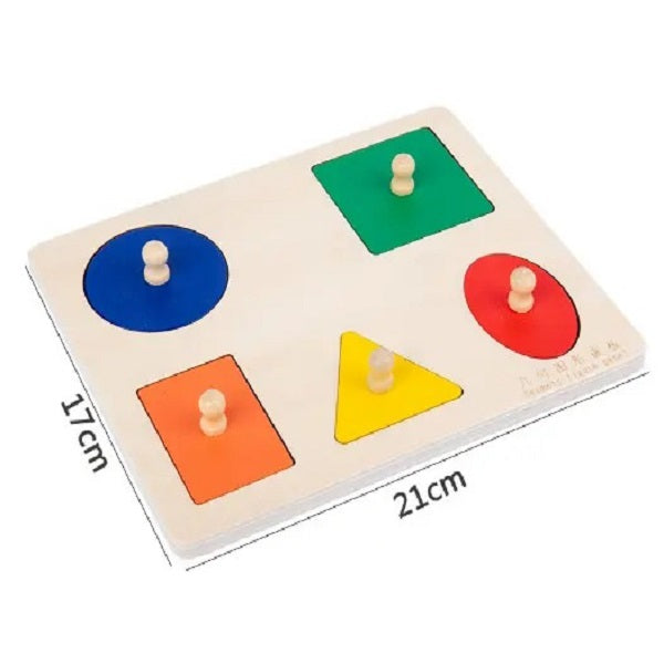 Wooden 5 Shape Sorting Knob Board