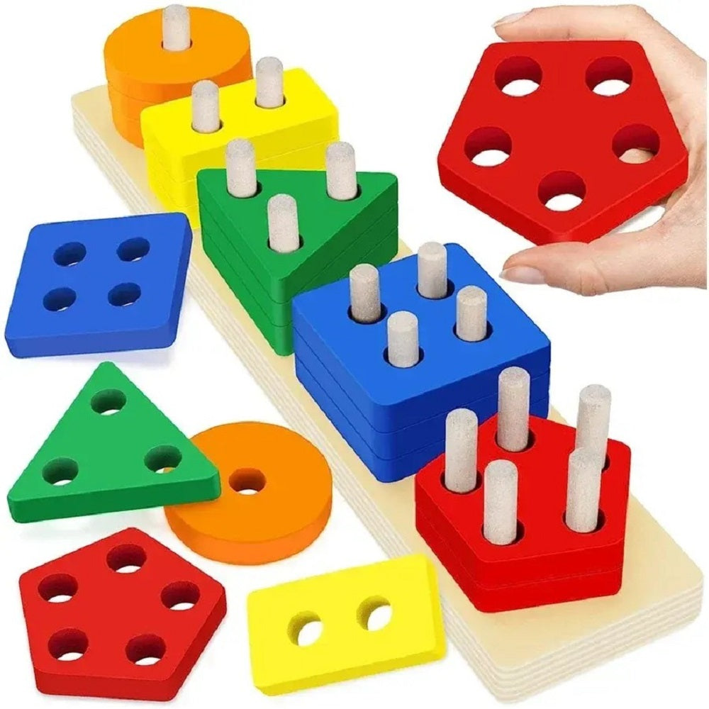 Wooden Multicolor Geometric Shape Sorter