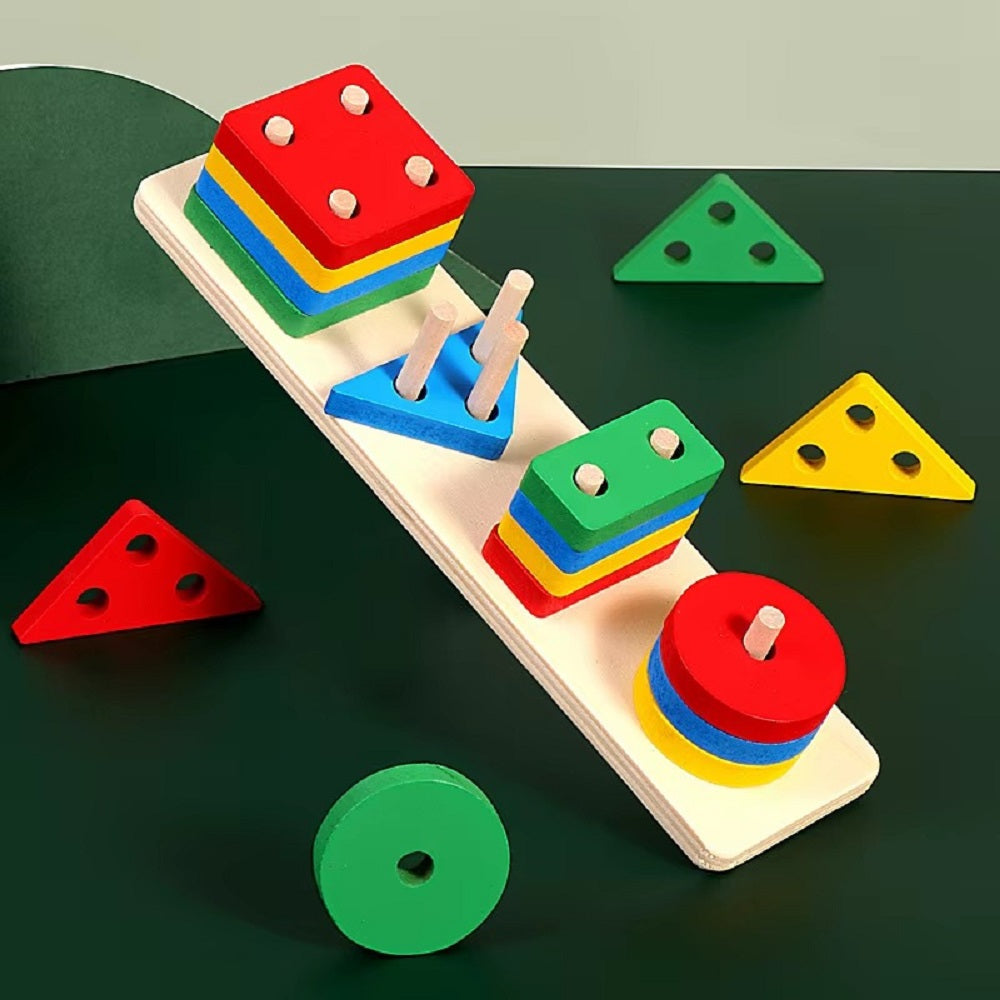 Wooden Multicolor Geometric Shape Sorter