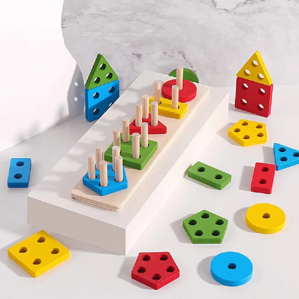 Wooden Multicolor Geometric Shape Sorter