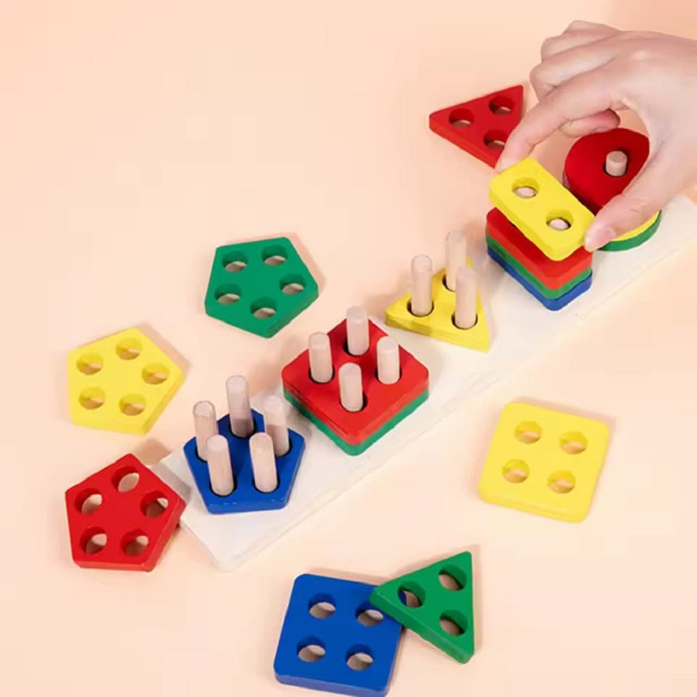 Wooden Multicolor Geometric Shape Sorter