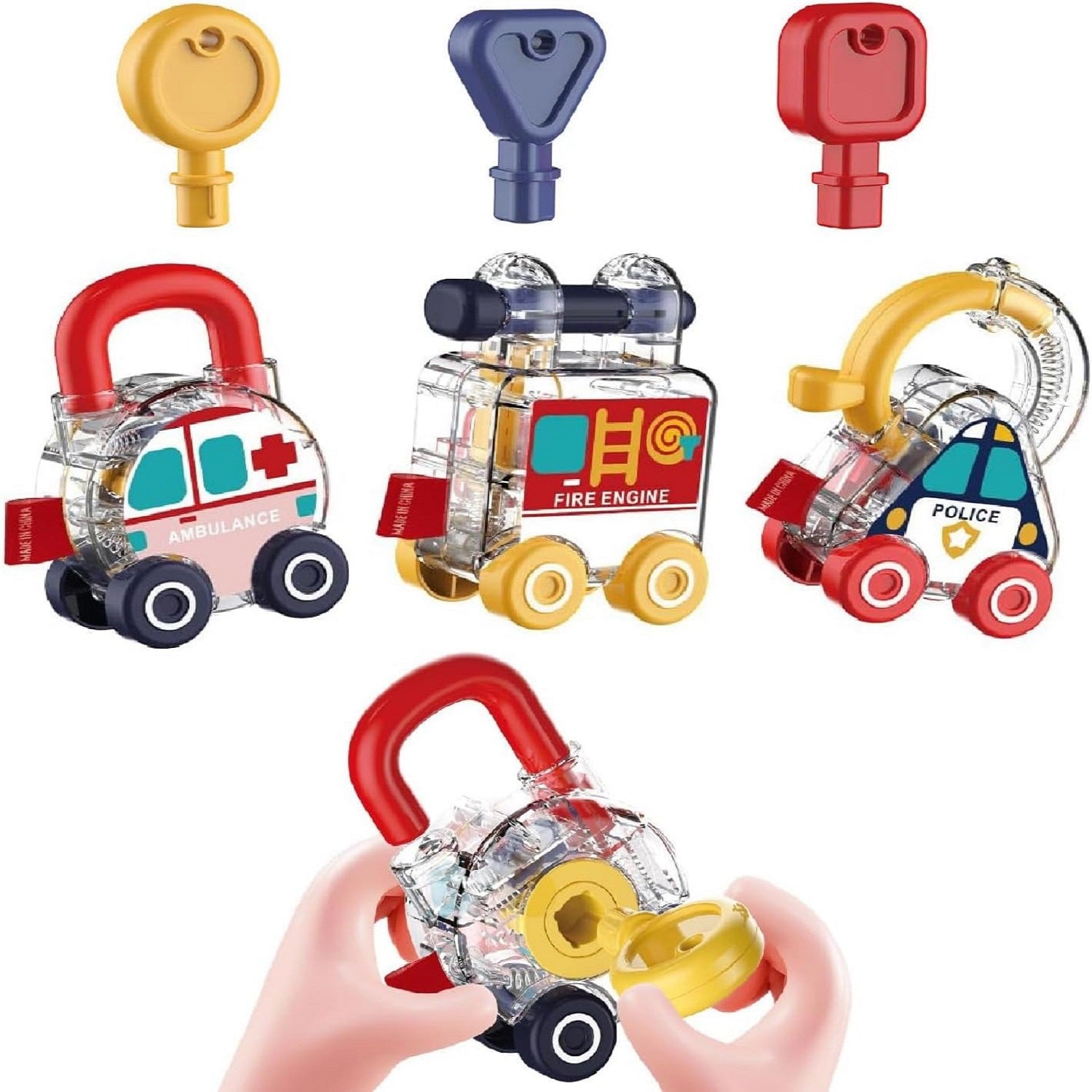 Montessori Transparent Cars & Shape Recognition Lock Key