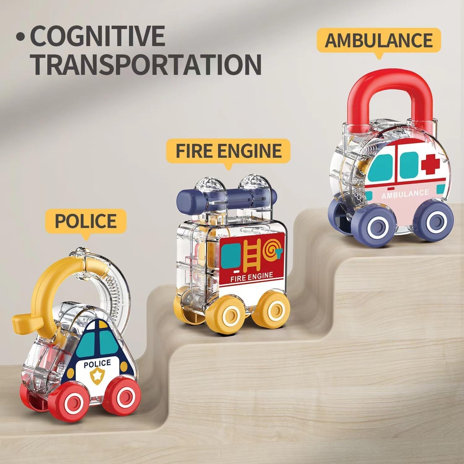 Montessori Transparent Cars & Shape Recognition Lock Key